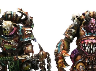 Death Guard Combat Patrol featuring painted Warhammer 40K miniatures from a Chaos Space Marines army