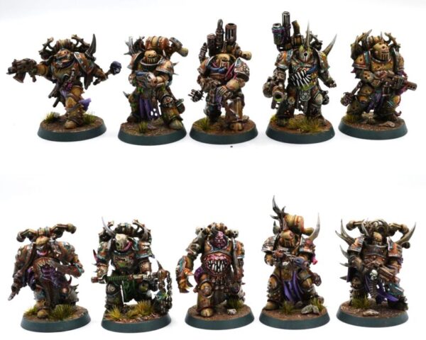 death-guard-project-first-combat-patrol-plague-marines Death Guard Combat Patrol featuring painted Warhammer 40K miniatures from a Chaos Space Marines army