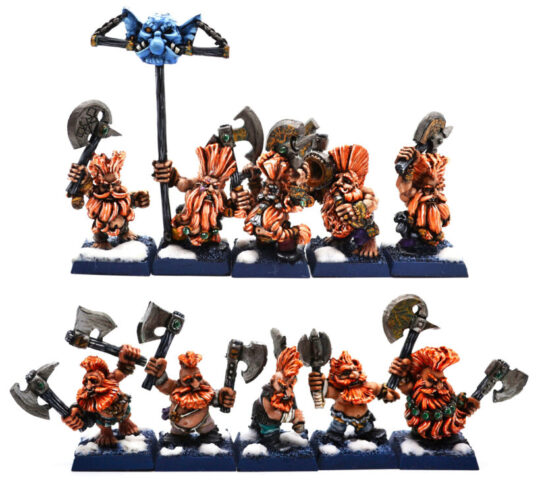 Dwarf Slayer army project from Master of Grudges 1, featuring painted Warhammer Fantasy Slayer miniatures for a wargaming army
