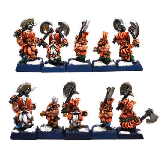 Dwarf Slayer army project from Master of Grudges 1, featuring painted Warhammer Fantasy Slayer miniatures for a wargaming army