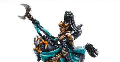 Warmaster Mounted Dark Elf Sorceress miniature