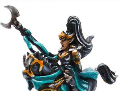 Warmaster Mounted Dark Elf Sorceress miniature
