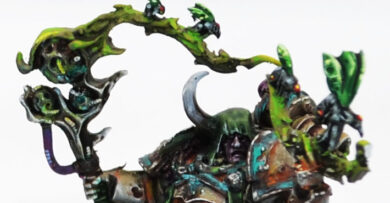 Death Guard trio of Malignant Plaguecasters from the Apostles of Contagion in Warhammer 40,000, showcasing Nurgle psyker miniatures for a Chaos tabletop army.