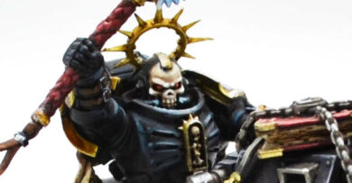 Imperial Harbingers Space Marines Chaplain on Bike from Warhammer 40,000, showcasing a mounted Space Marine character for a tabletop wargaming army.