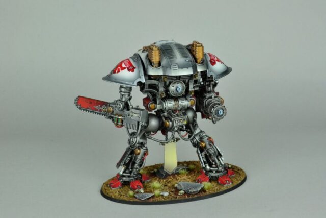 Imperial Knights Freeblade Retribution Incarnate from Warhammer 40,000, showcasing a detailed Knight miniature for an Imperial tabletop wargaming army.