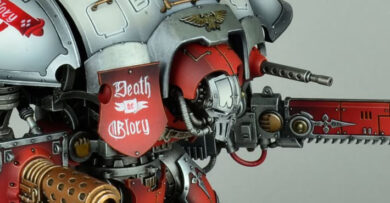 Imperial Knights Freeblade Retribution Incarnate from Warhammer 40,000, showcasing a detailed Knight miniature for an Imperial tabletop wargaming army.
