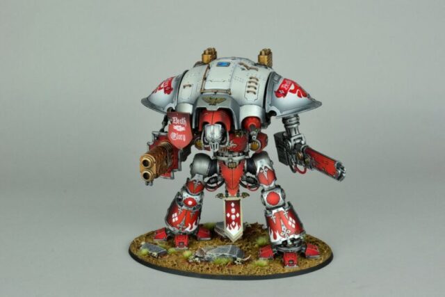 Imperial Knights Freeblade Retribution Incarnate from Warhammer 40,000, showcasing a detailed Knight miniature for an Imperial tabletop wargaming army.