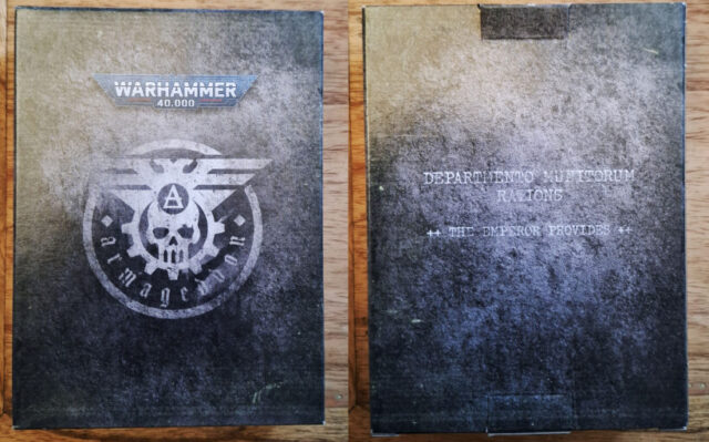 AdeptiCon 2026 promo miniatures featuring an Ork and Space Marine from Warhammer 40,000, showcased in a tabletop wargaming review.