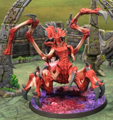 StarCraft tabletop miniature painting tutorial showing how to paint a Zerg miniature with detailed colors and techniques.