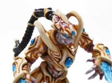 StarCraft tabletop miniature game Protoss project featuring Zealot miniatures for a sci-fi tabletop wargaming army.