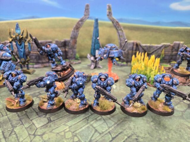 StarCraft tabletop miniature game Terran army by HiigyTv, featuring painted Terran miniatures for sci-fi tabletop wargaming.
