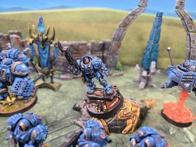 StarCraft tabletop miniature game Terran army by HiigyTv, featuring painted Terran miniatures for sci-fi tabletop wargaming.