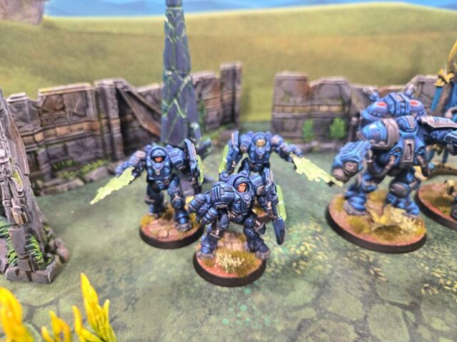 StarCraft tabletop miniature game Terran army by HiigyTv, featuring painted Terran miniatures for sci-fi tabletop wargaming.