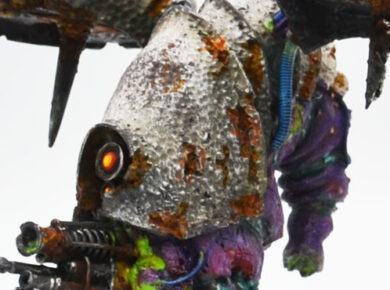 Death Guard Forge World Nurgle Blight Drone and Apostles of Contagion miniatures from Warhammer 40,000, showcasing a corrupted Chaos Space Marine army.