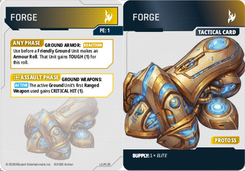 starcraft-tabletop-miniature-game-protoss-1100-points-khalai-army-list-forge-card StarCraft tabletop miniature game Protoss 1100-point Khalai army list featuring a complete strategic tabletop wargaming force.
