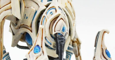 StarCraft tabletop miniature game Protoss project featuring a Stalker miniature for a sci-fi tabletop wargaming army.