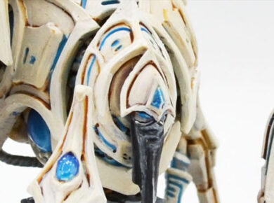 StarCraft tabletop miniature game Protoss project featuring a Stalker miniature for a sci-fi tabletop wargaming army.