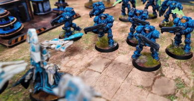 StarCraft tabletop miniature game battle report featuring Terran forces battling Protoss forces in an intense strategic tabletop wargame.